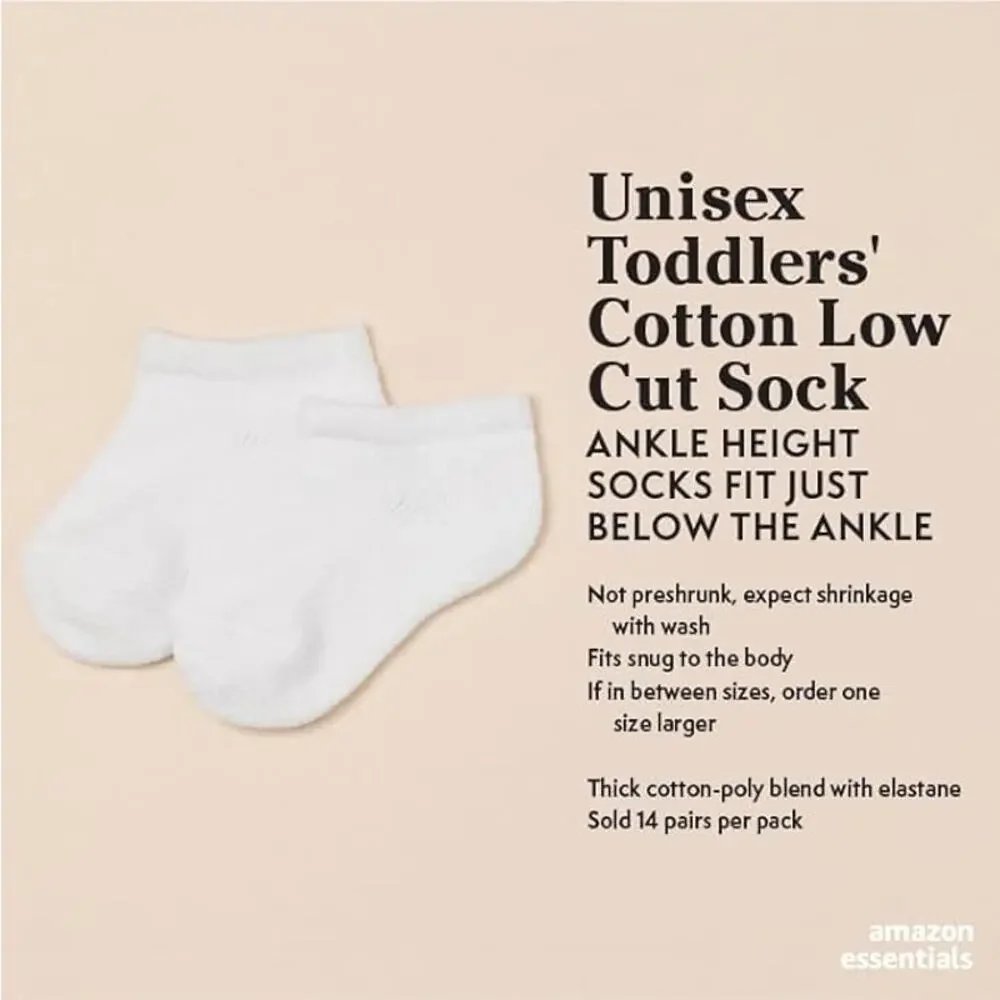 New 14 Pairs Amazon Essentials Toddlers Size 4-5T Ankle Low Cut Socks